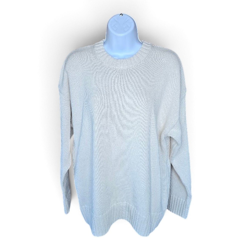 Gap Chino Cream Cotton Oversized Boyfriend Crew Sweater Womens S Knit Minimalist
